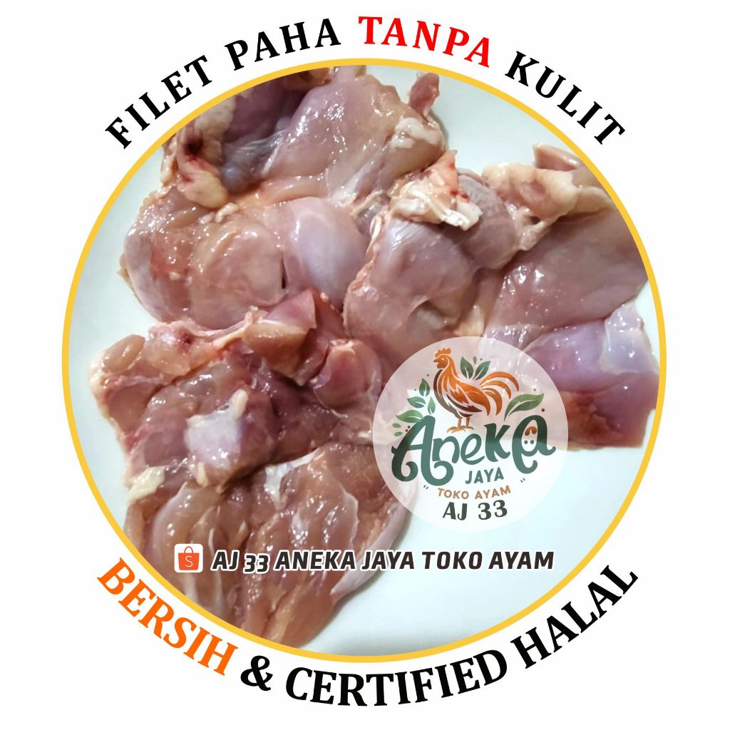 

filet paha ayam tanpa kulit, tanpa tulang, bersih, halal, frozen 1 kg