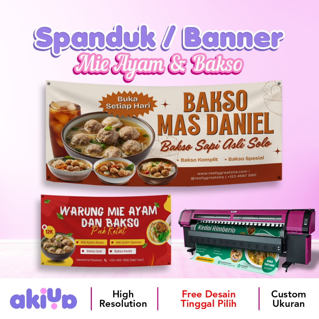 BANNER / SPANDUK MIE AYAM & BAKSO (FREE DESAIN)