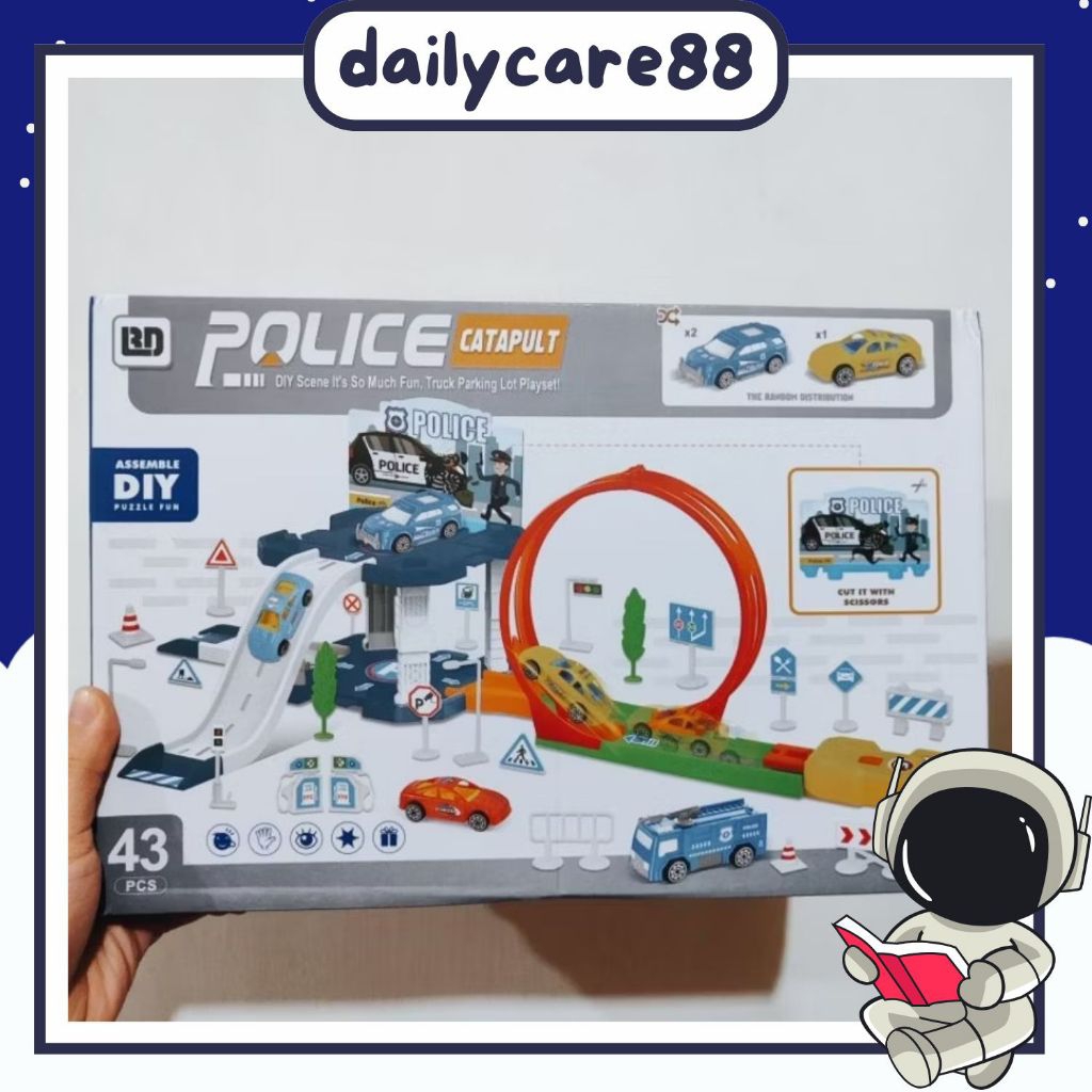 Police Catapult / Track Mobil Mainan Anak / Truck Catapult Track / Parking Lot Dengan Pelontar Mobil / Mobil Meluncur/ Mobil Mainan Anak/Kado Ulang Tahun Anak