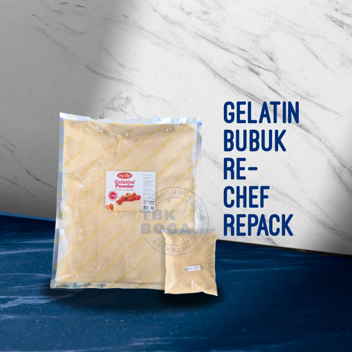 

Gelatin Bubuk ( 250, 500 gr ) Repack Pre Chef Gelatine Tulang Sapi Powder