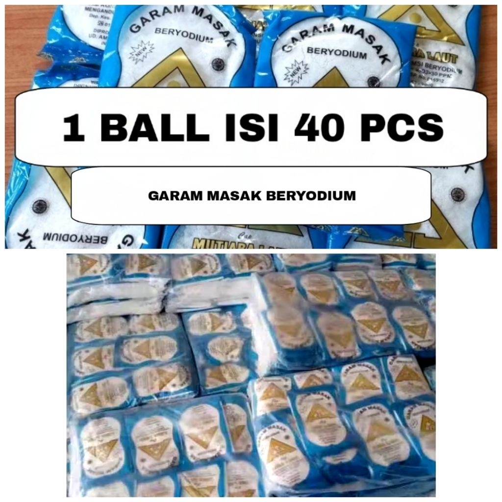 

40 Pcs Garam Masak Beryodium Segi Tiga Mas Mutiara Laut 1 Bal isi 40 Pcs