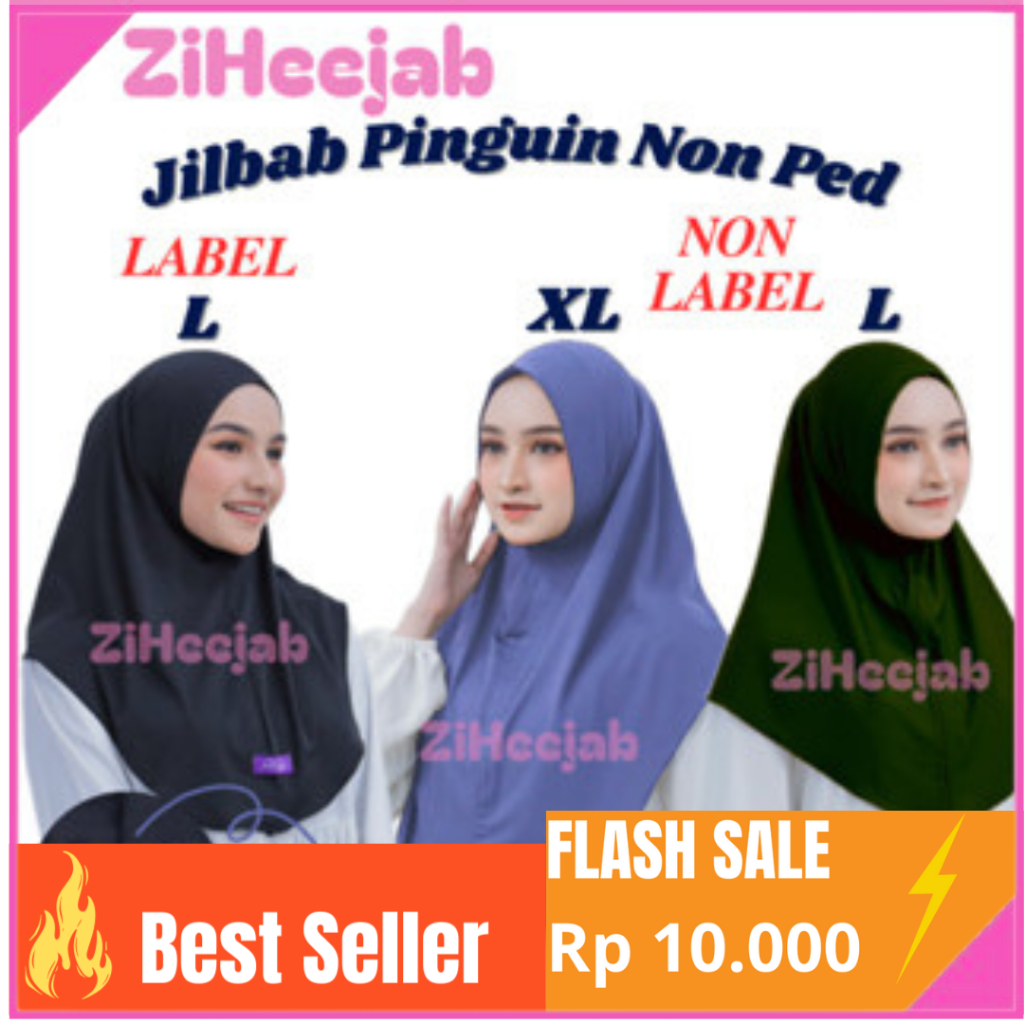 Jilbab Instan Sport Non Pet / Siria Non Ped L XL
