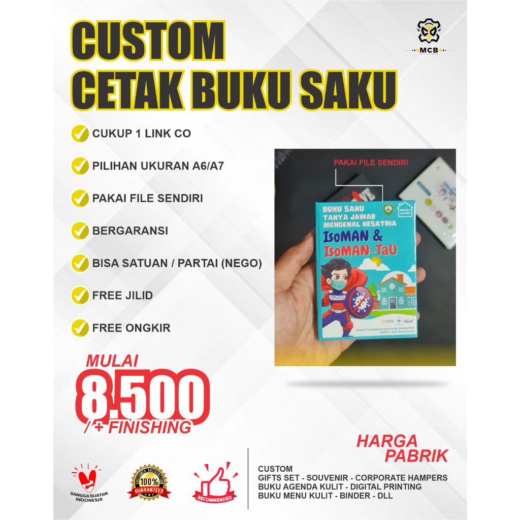 CETAK BUKU SAKU MURAH isi Hitam putih Cover warna tebal