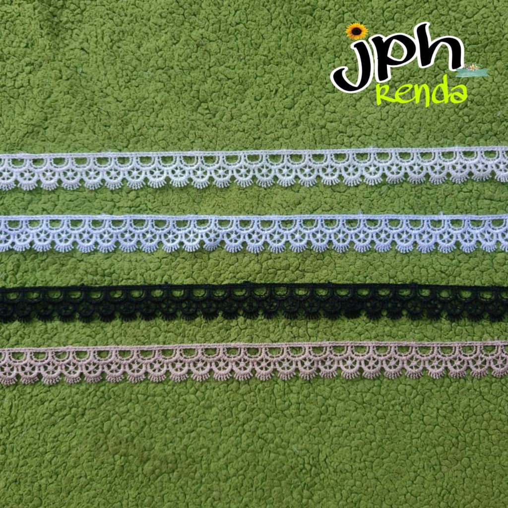 Renda giper lebar 2cm, renda zipper, renda bordir (per roll 15yard)