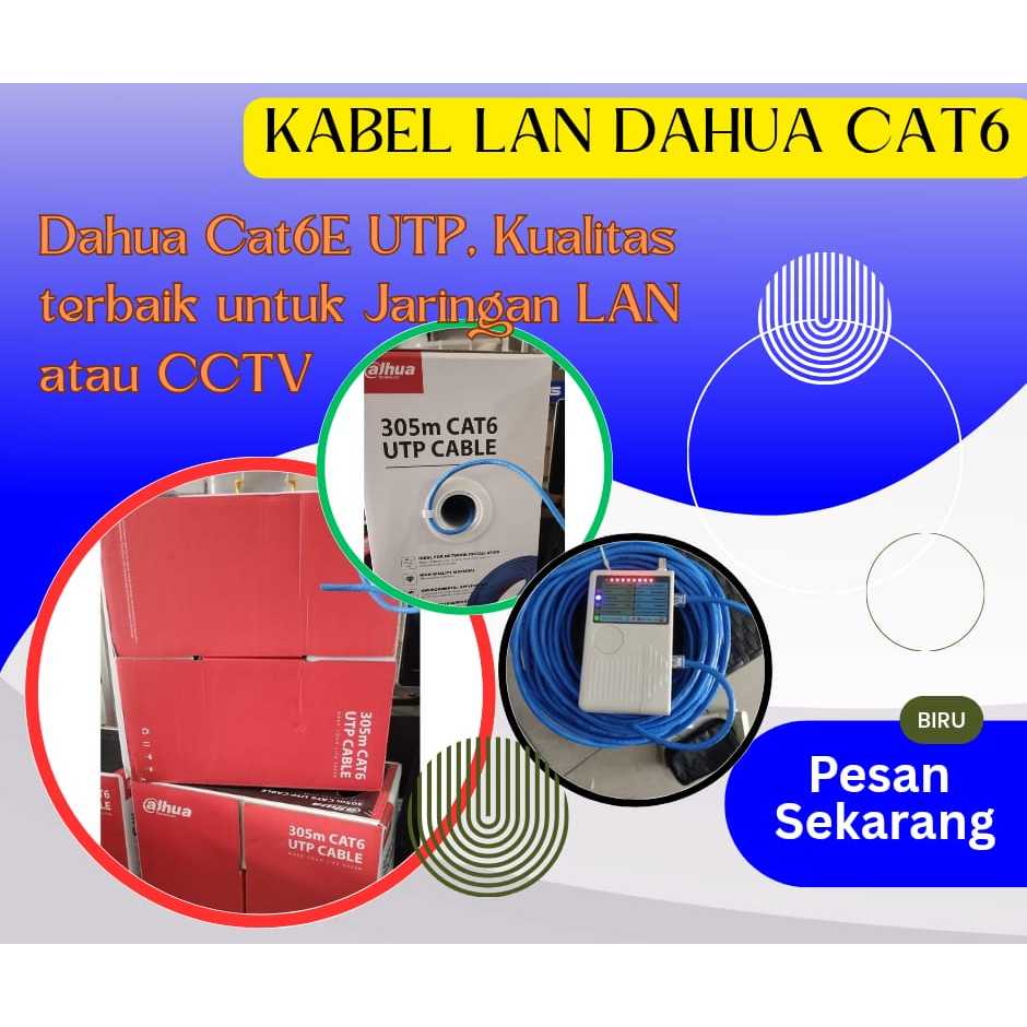 Kabel LAN Dahua CAT6, Kabel UTP CAT6, Lan Cat 6