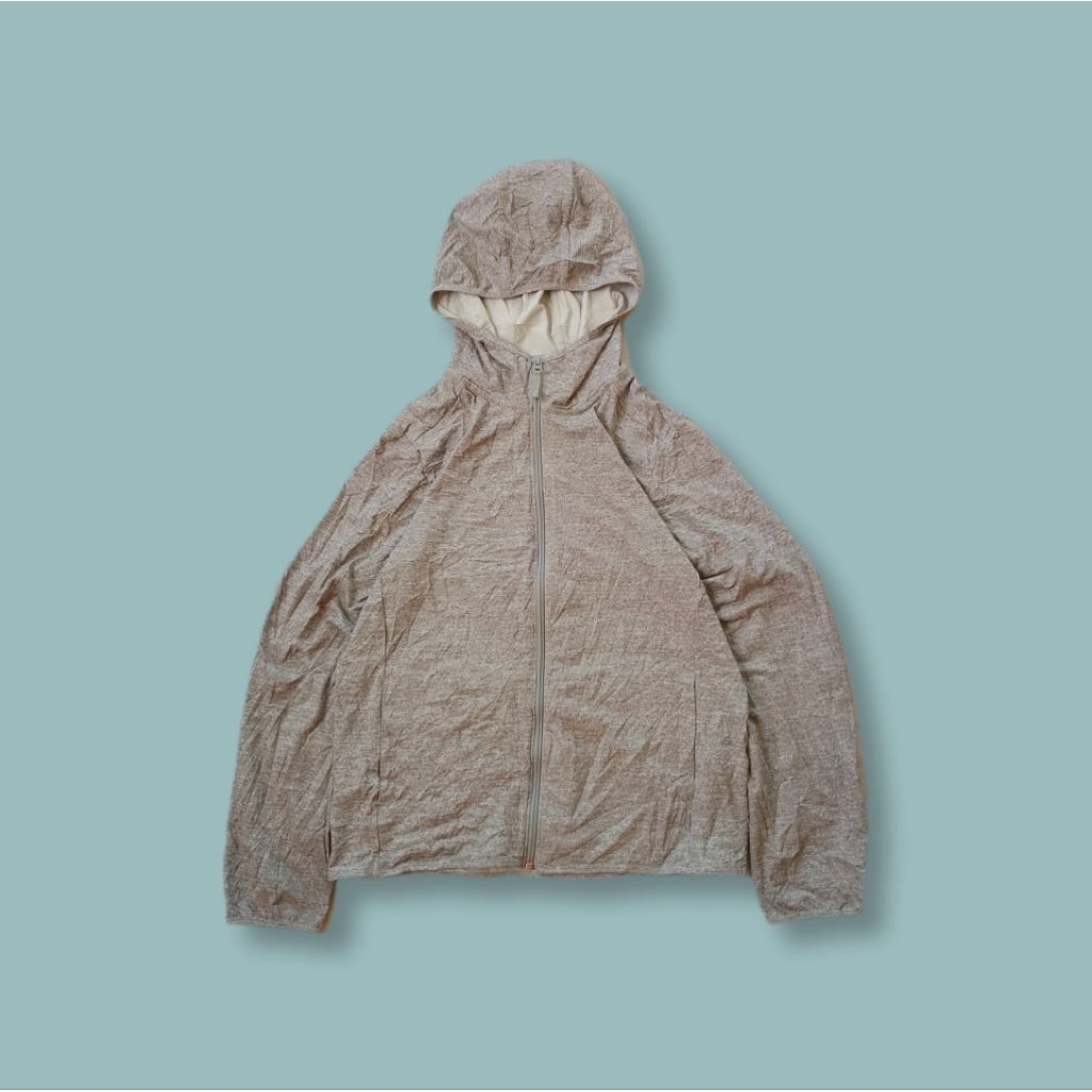 Uniquesport - Jaket Olahraga Running Uniqlo AIRism UV Cut Abu Second