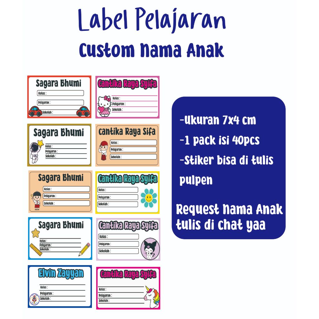 

(ISI 40 STIKER) STIKER LABEL MATA PELAJARAN