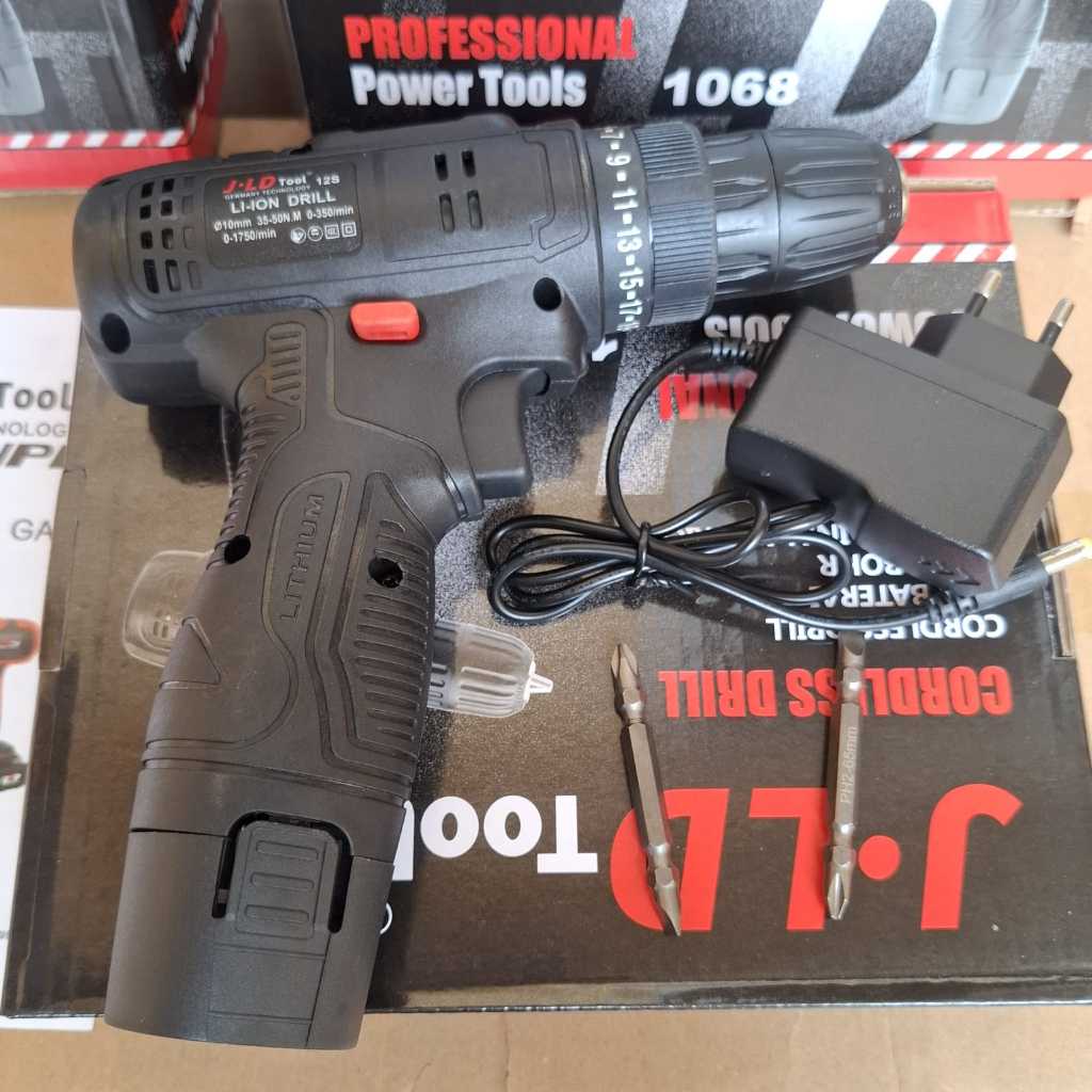 JLD 12Vf Bor Baterai Jld Bor Case 1 Batre Fullset Portable/ Cordless Drill Bor Tangan Tanpa Kable Jl