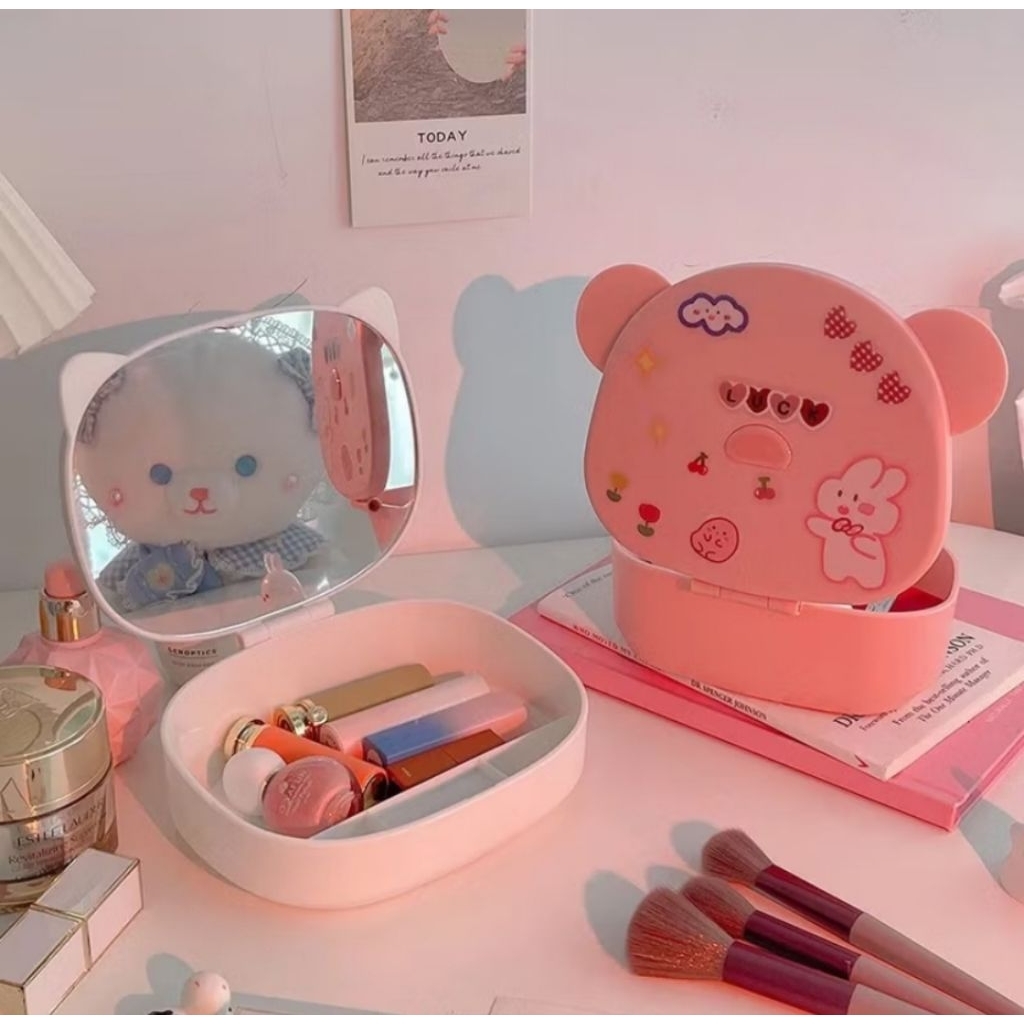 Rak kaca kosmetik stiker / box cermin lucu aesthetic