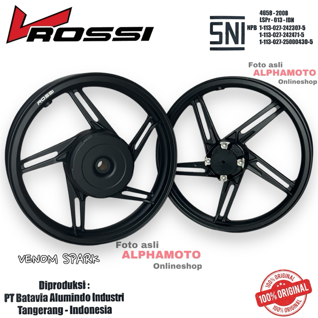 VELG ROSSI BEAT FI VARIO 110 BEAT NEW GENIO SCOOPY VENOM SPARK RING 14 HONDA HITAM BLACK