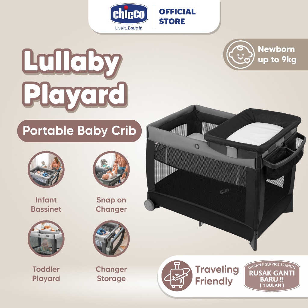CHICCO Lullaby Playard Portable Baby Crib / Tempat Tidur Bayi / Ranjang Kasur Bayi Portable Travel