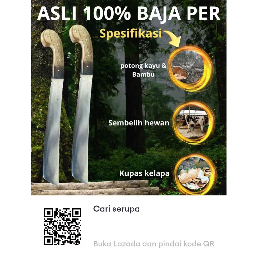 Golok Khas Garut > Golok Bedog Kebun Baja Kualitas Super