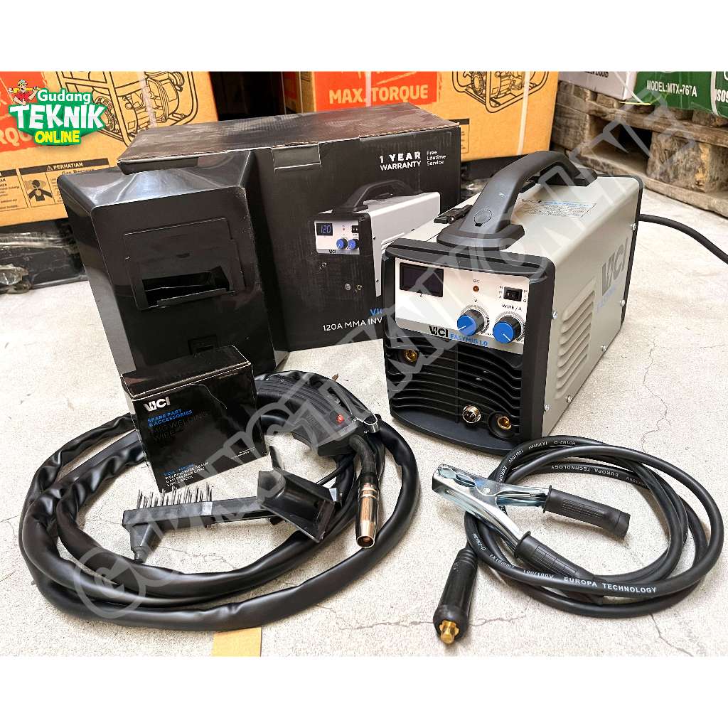 Mesin Las MIG VICI EASY MIG 1.0 120A Tanpa GAS CO2 / Mesin Las Listrik MIG Trafo Travo Las Inverter 
