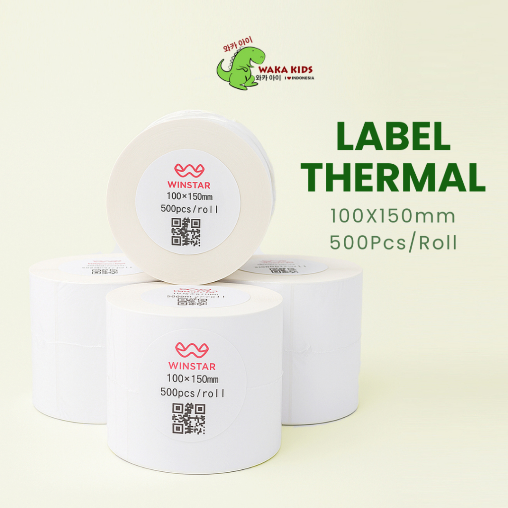 

Wakakids Label Sticker Thermal Barcode 100x150mm Ukruan A6 Kertas Resi AWB IsI 500pcs Venhs