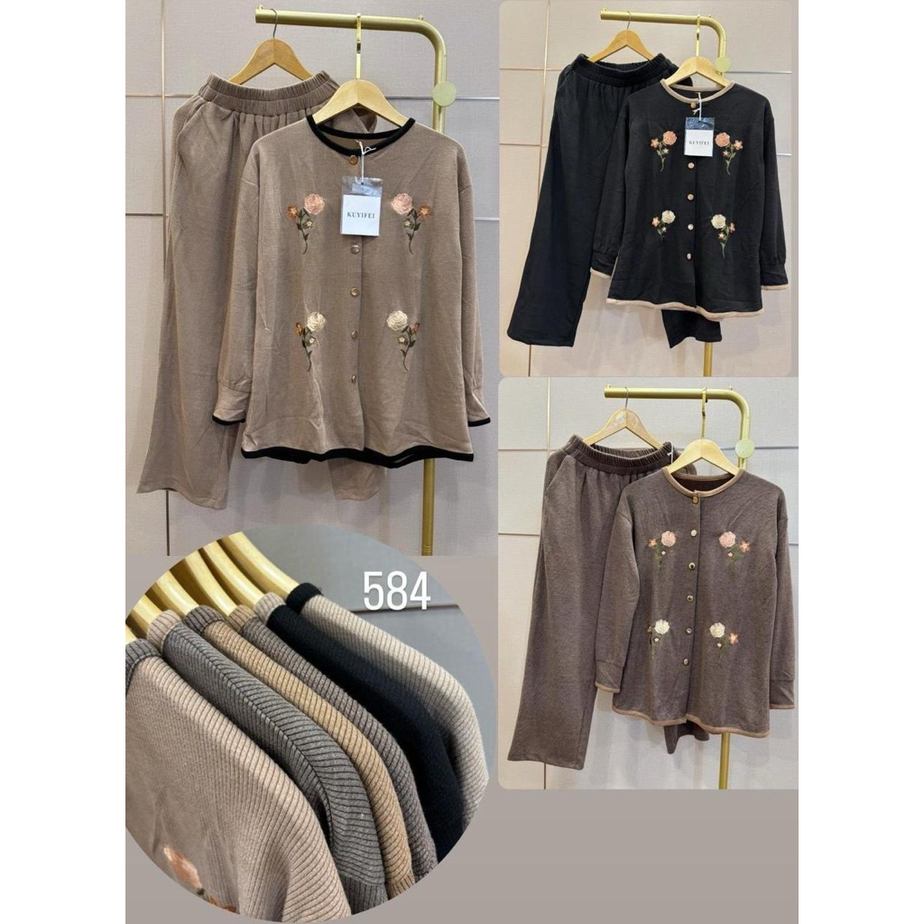 Kuyifei 584//setelan celana bordir busui Kuyifei//pakaianwanitasby