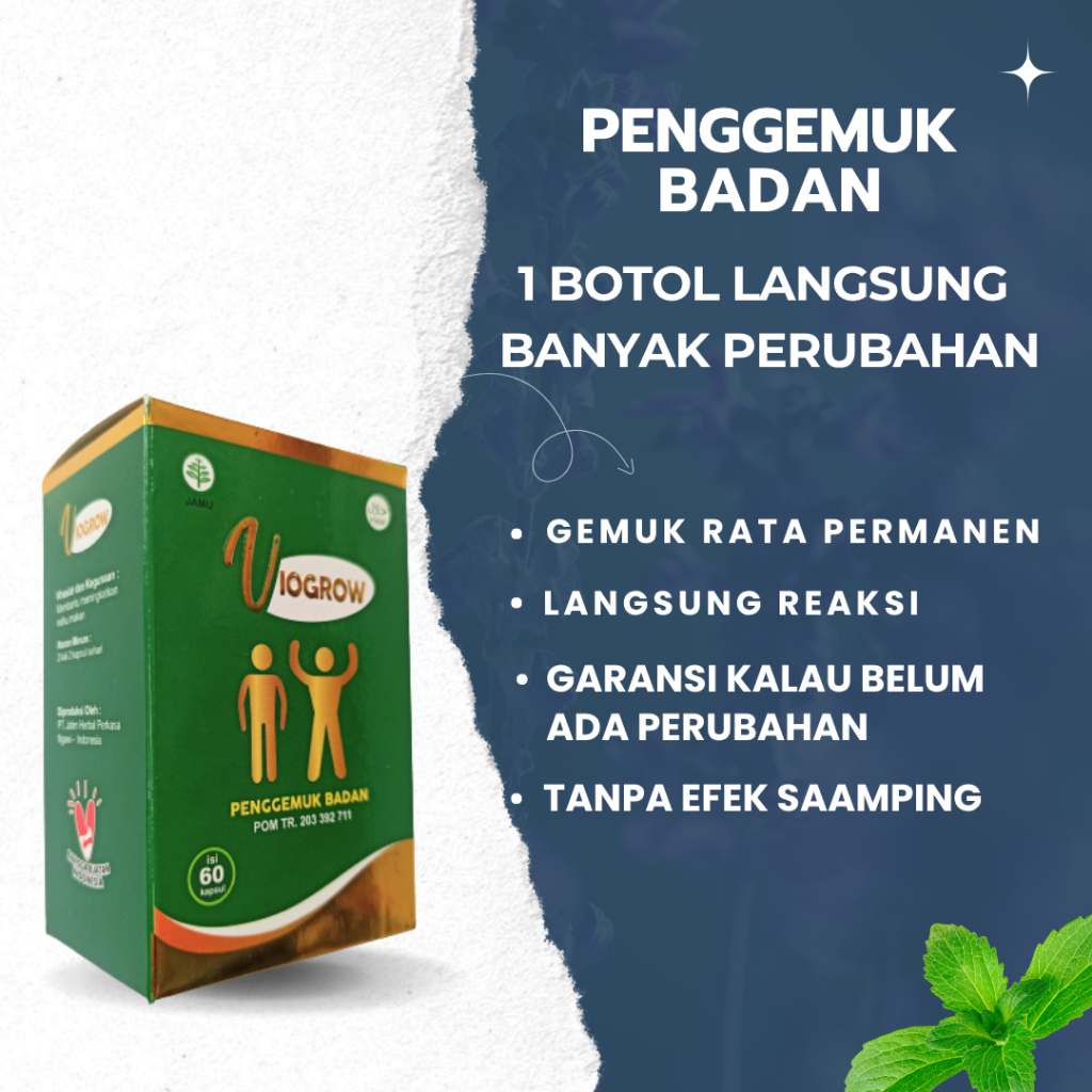 Multivitamin Herbal Suplemen Viogrow Obat gemuk Permanen Penggemuk badan herbal alami serta penambah