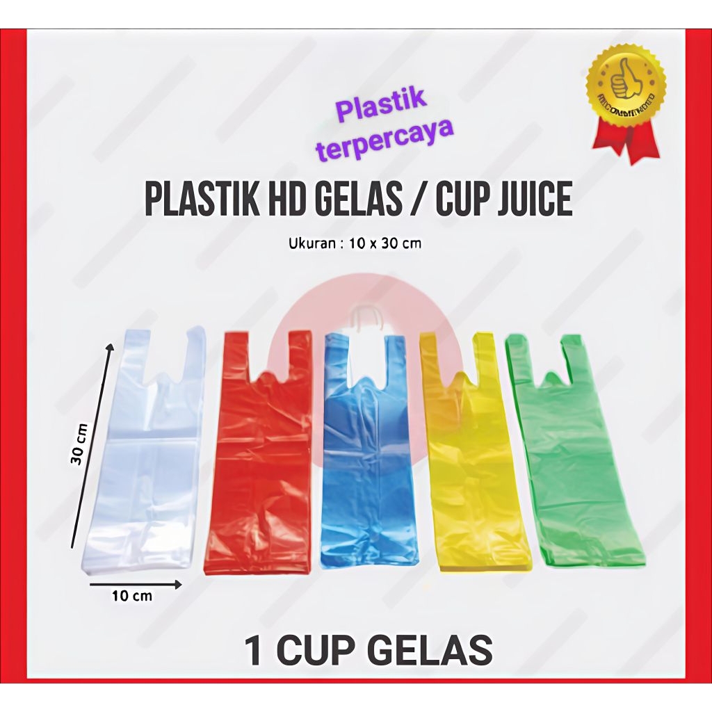 ΚΑΝΤONG PLASTIK / KRESEK WARNA WARNI CUP GELAS/CUP JUS/ CUP BOBBA 10X30