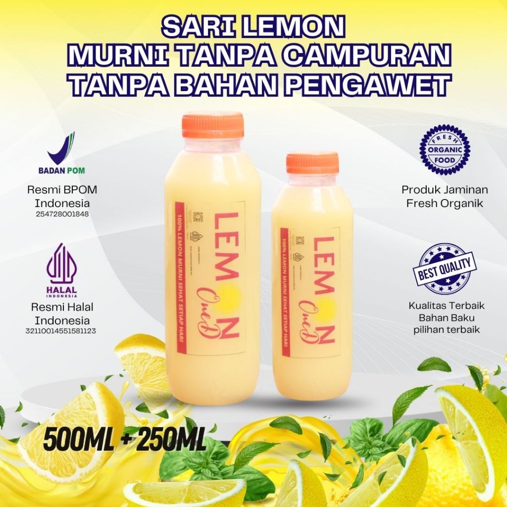 

PAKET 2 BOTOL 500ML + 250ML LEMON LEGEND - Sari Lemon Lokal California Alami Untuk Detoks Dan Diet