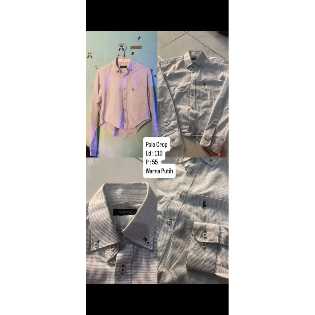 kemeja polo crop lengan panjang