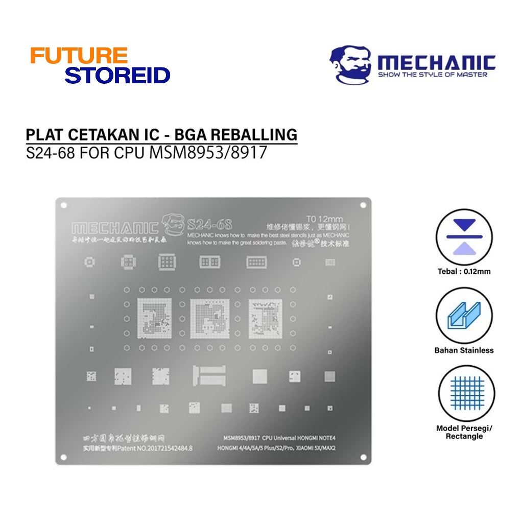 MECHANIC S24-68 CETAKAN IC 0.12MM MSM8953/8917 CPU Universal Redmi NOTE4/For Redmi 4/4A/5A/5Plus/S2/