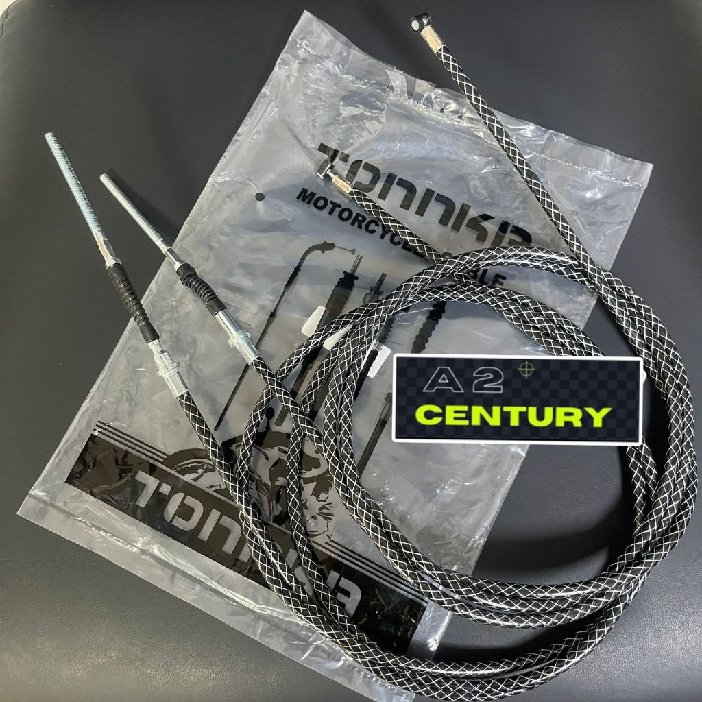 sitikurnia21436 - Tali Rem Belakang Carbon Kabel Rem List Putih Hitam 190cm - Motor Mio Beat Vario