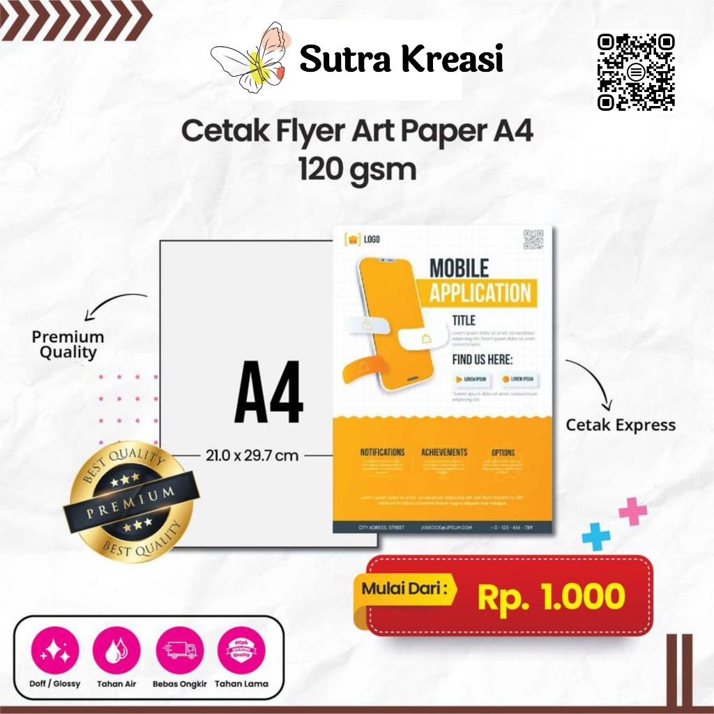 

Cetak Brosur / Flyer A4 bahan art papper 120 & 150gsm
