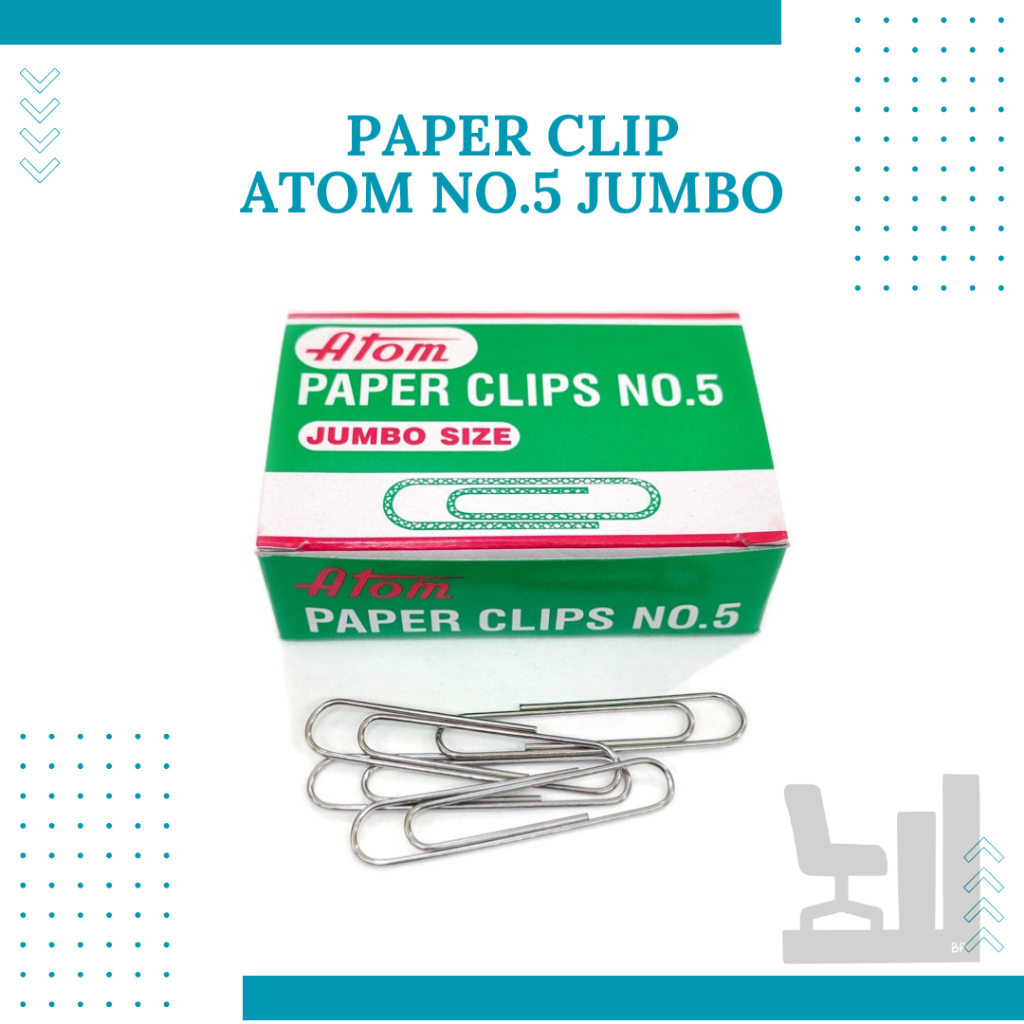 

Paper Clip ATOM No.5 Jumbo Size | Penjepit Kertas Besar