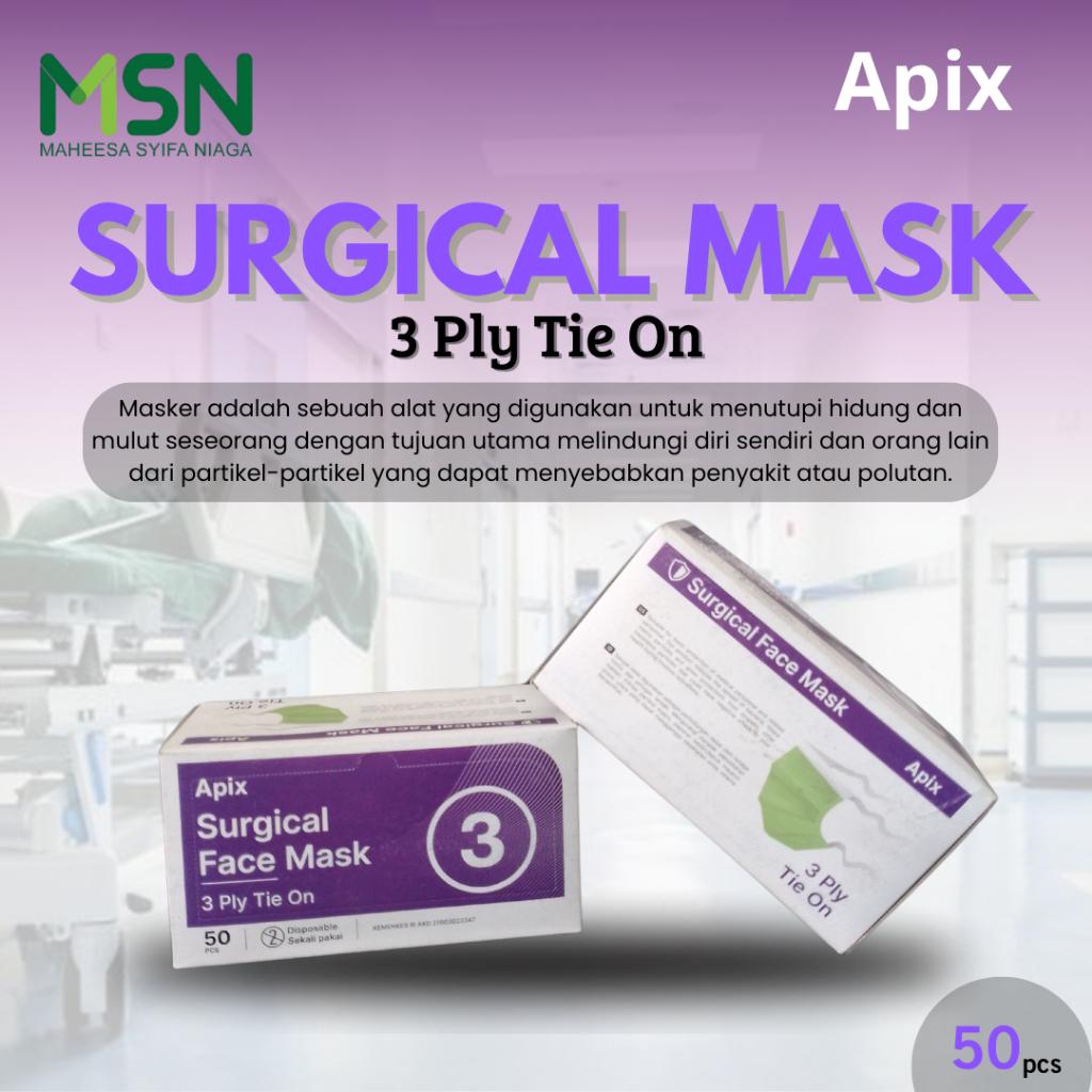Masker Medis / Masker Bedah / Surgical Face Mask 3 Ply Tie On Apix