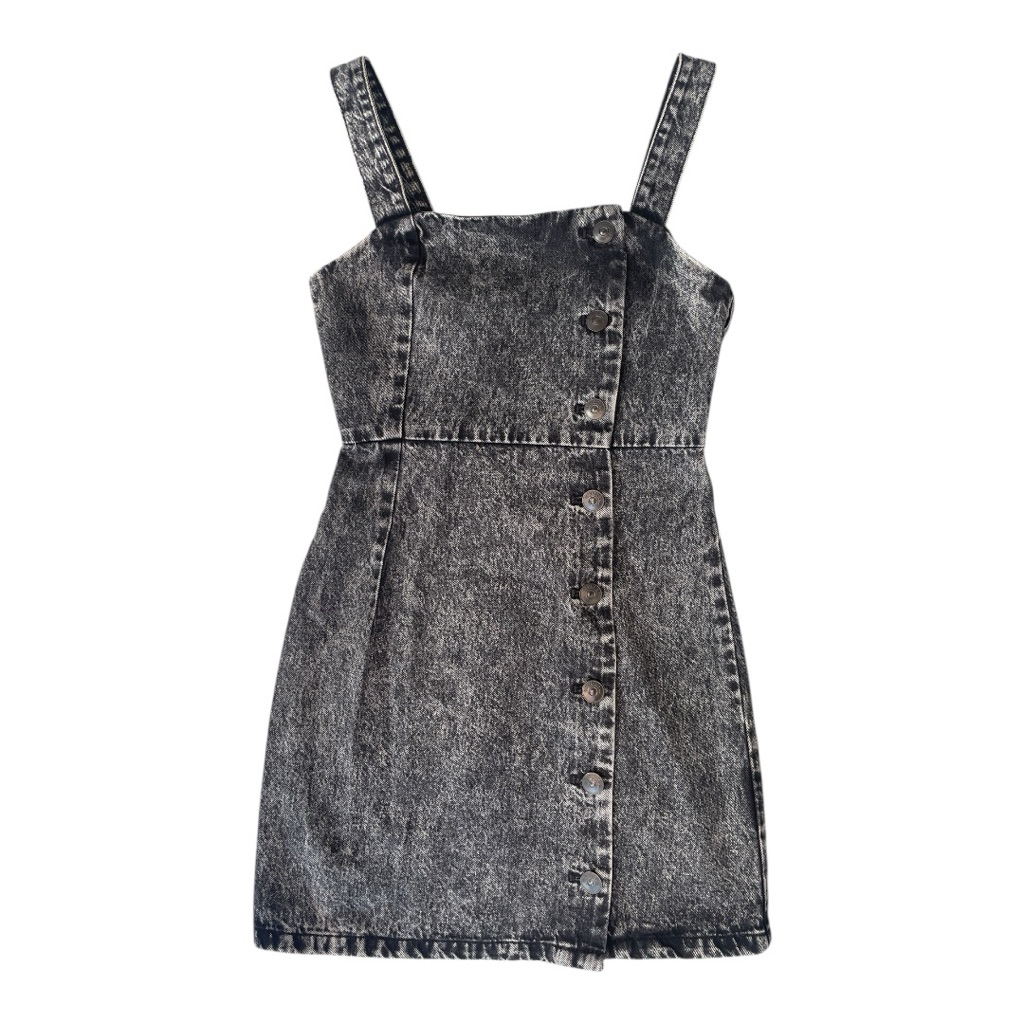h&m acid washed denim dress