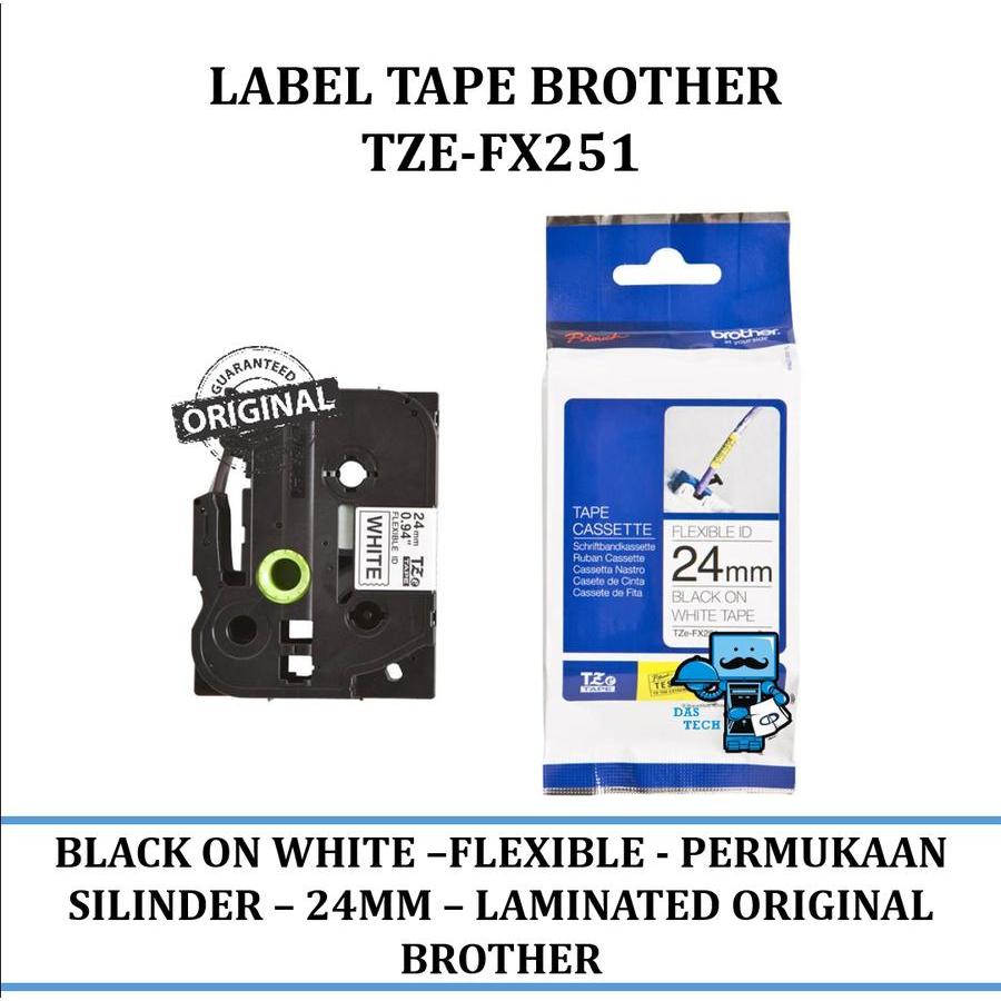 

Brother Label Tape TZe-FX251 24mm x 8m Flexible Black On White