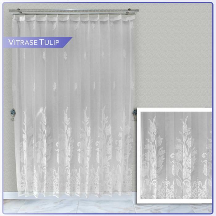 DALAMAN GORDEN PUTIH MOTIF BUNGA TULIPE/VITRASE GORDEN