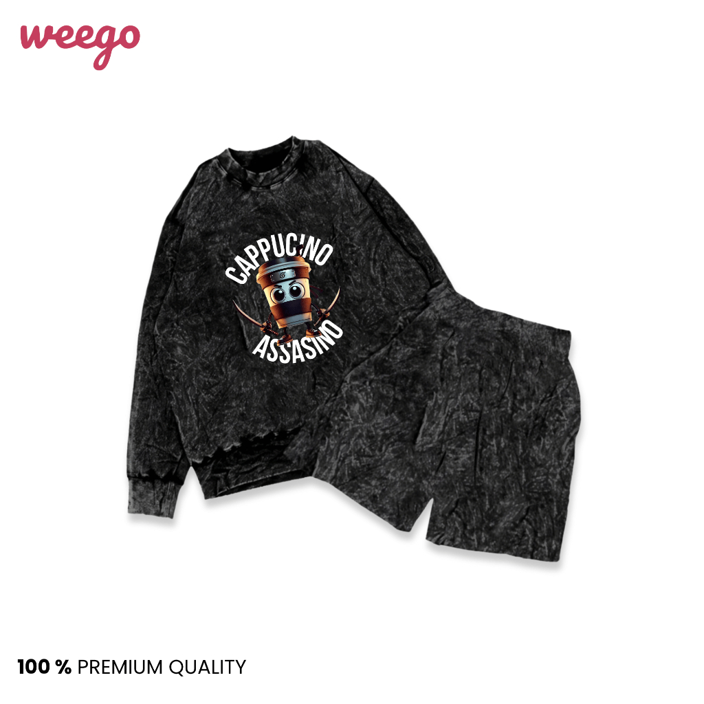 WEEGO - Setelan Kaos Anak Anomali Washing Lengan Panjang & Pendek Bisa Custom Nama - Setelan Kaos Le