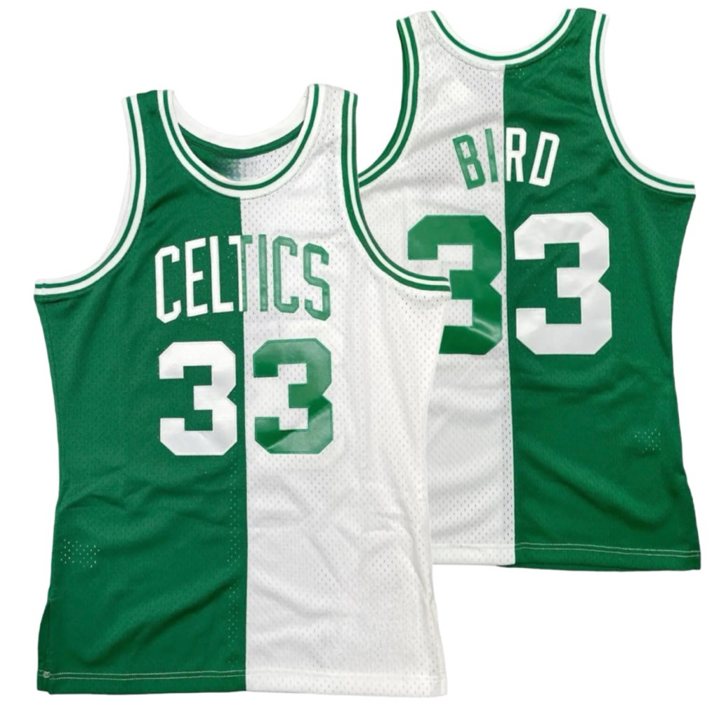 BORDIR IMPORT JERSEY BAJU BASKET SPECIAL SPLIT JERSEY CELTICS #33 LARRY BIRD HIJAU PUTIH