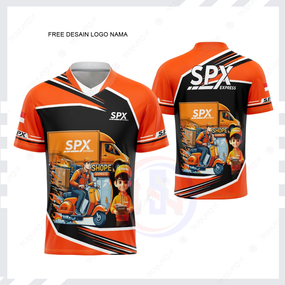 KAOS BAJU DRIVER KURIR PAKET SHOPEE || JERSEY SPX EXPRESS PREMIUM Lengan Panjang Fullrprint