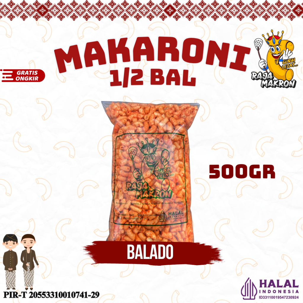 

Nycyta Home 1/2 Bal Makaroni Kress Bantat Kemasan 500Gr - 5 Varian Rasa Food Snack Cemilan Makanan
