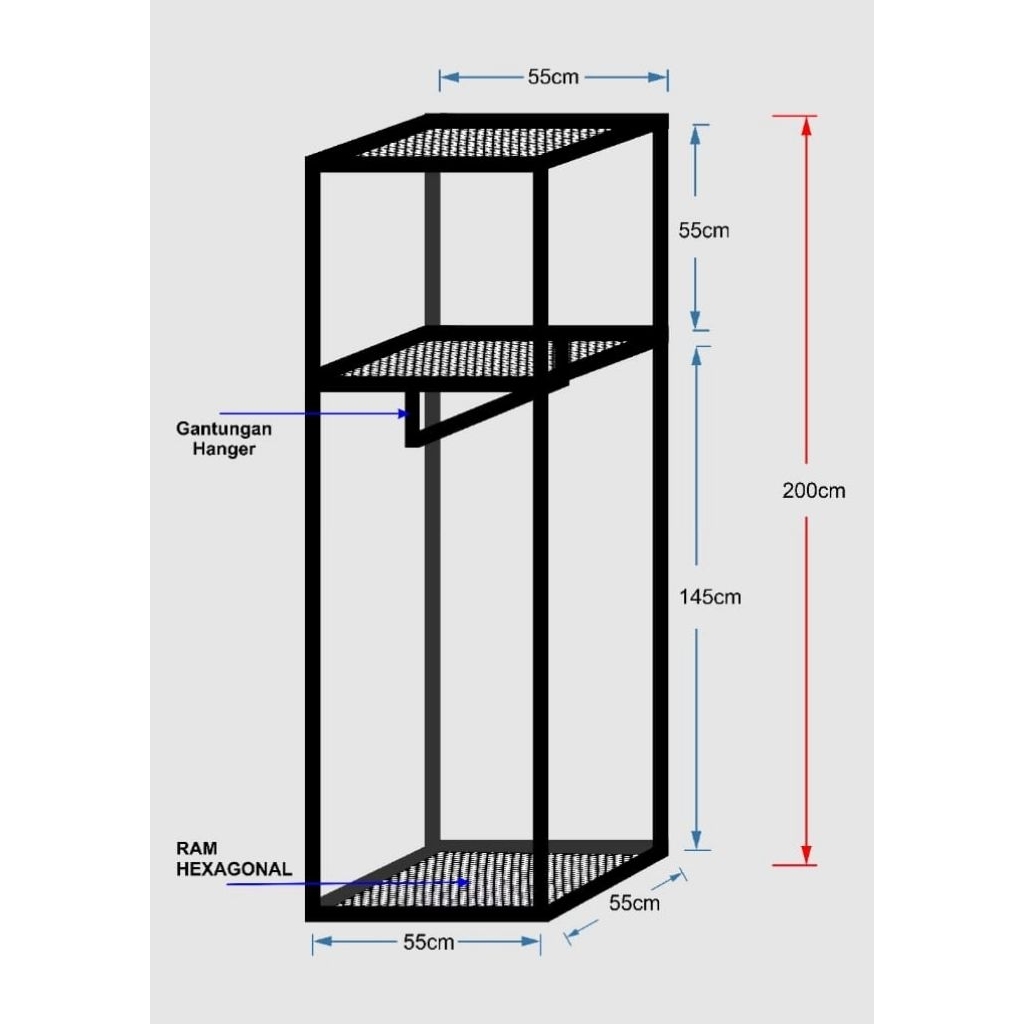 RAK GANTUNGAN BAJU TINGGI 2 METER