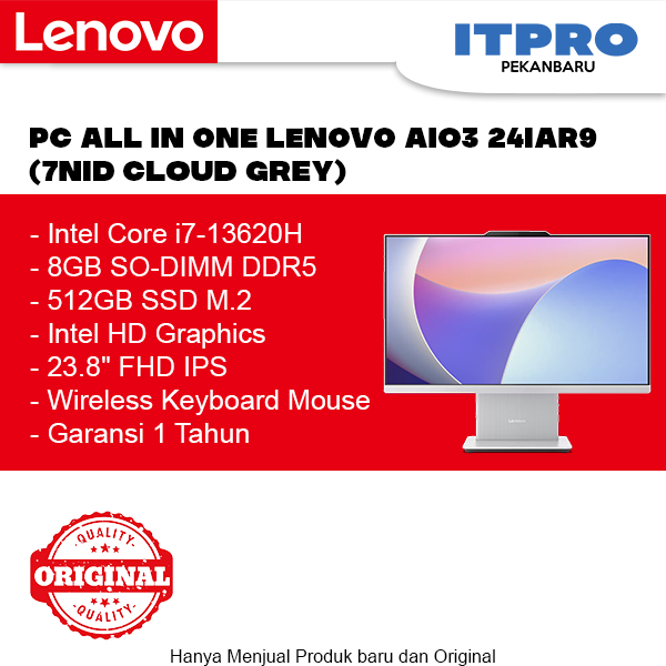 LENOVO AIO3 24IRH9 PC ALL IN ONE INTEL CORE I7 7NID CLOUD GREY