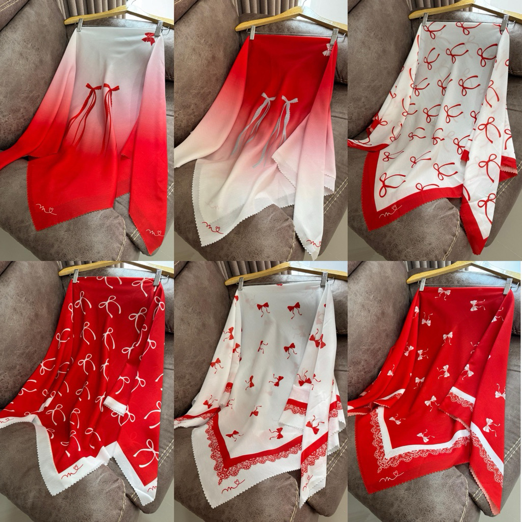 KERUDUNG DENAY SEGIEMPAT//JILBAB MERAH PUTIH//JILBAB AGUSTUSAN MOTIF PREMIUM DENAY