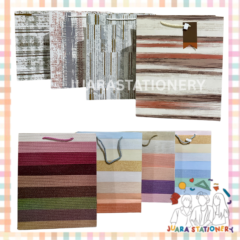 

(196) JUARASTATIONERY Paper Bag Tali Abstract Ukuran Sedang 25.5x10x31.5 cm / Tas Tali Kado Lahiran