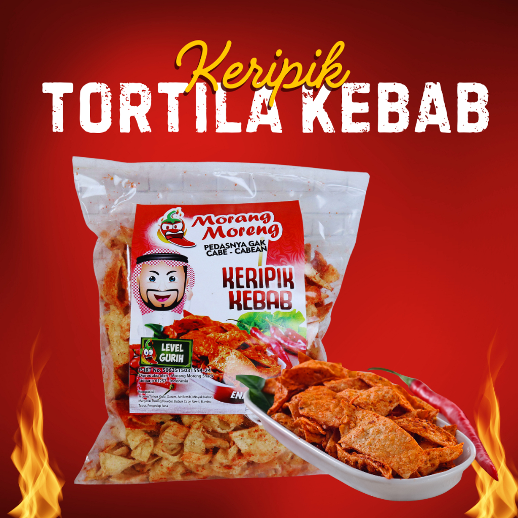 

Keripik Kulit Kebab Pedas 250Gr Viral Morang Moreng / Snack Tortilla Krispi