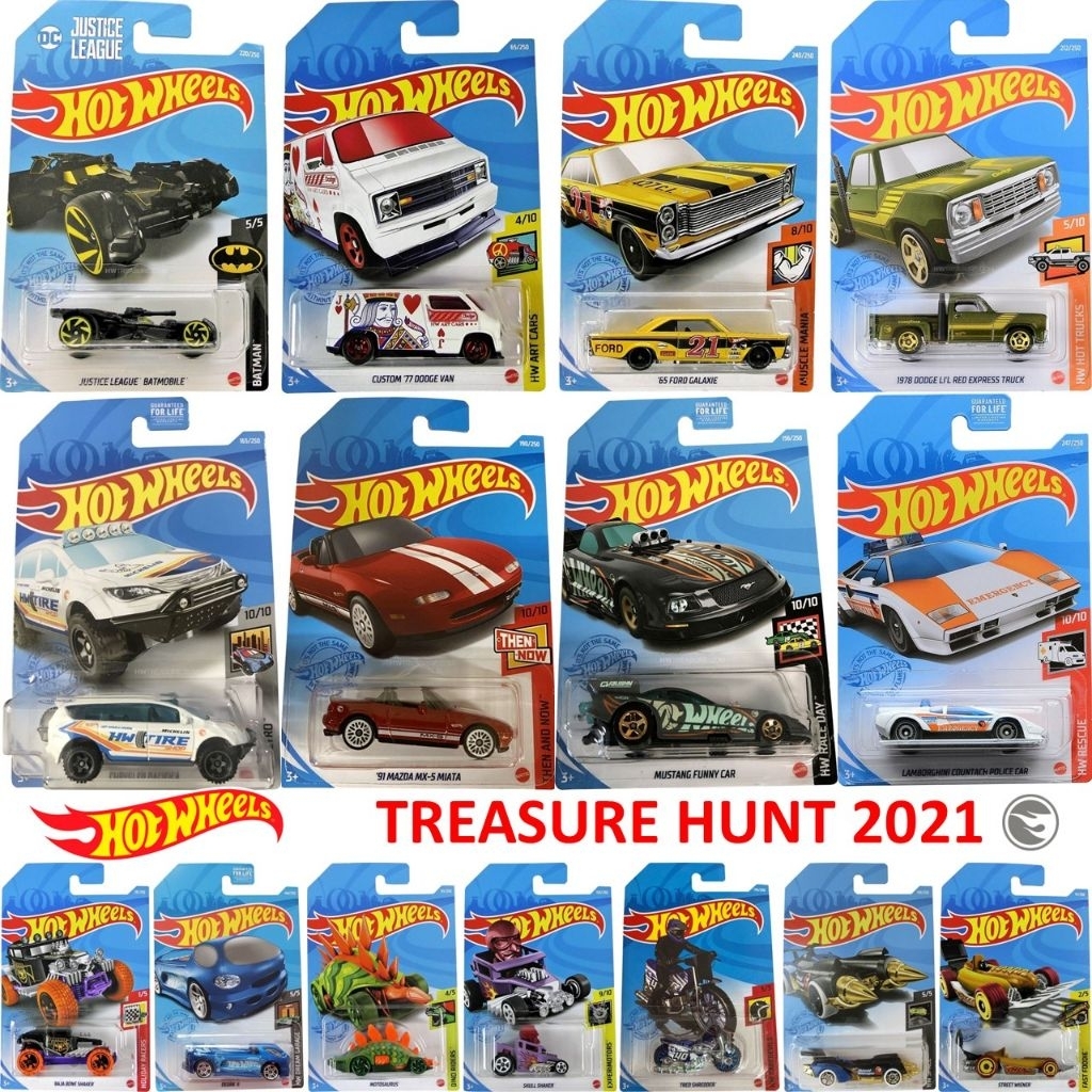 HOT WHEELS TREASURE HUNT TH REG 2021 FORD-GALAXIE MAZDA-MIATA BAJA-BONE-SHAKER CUSTOM-77-DODGE-VAN J