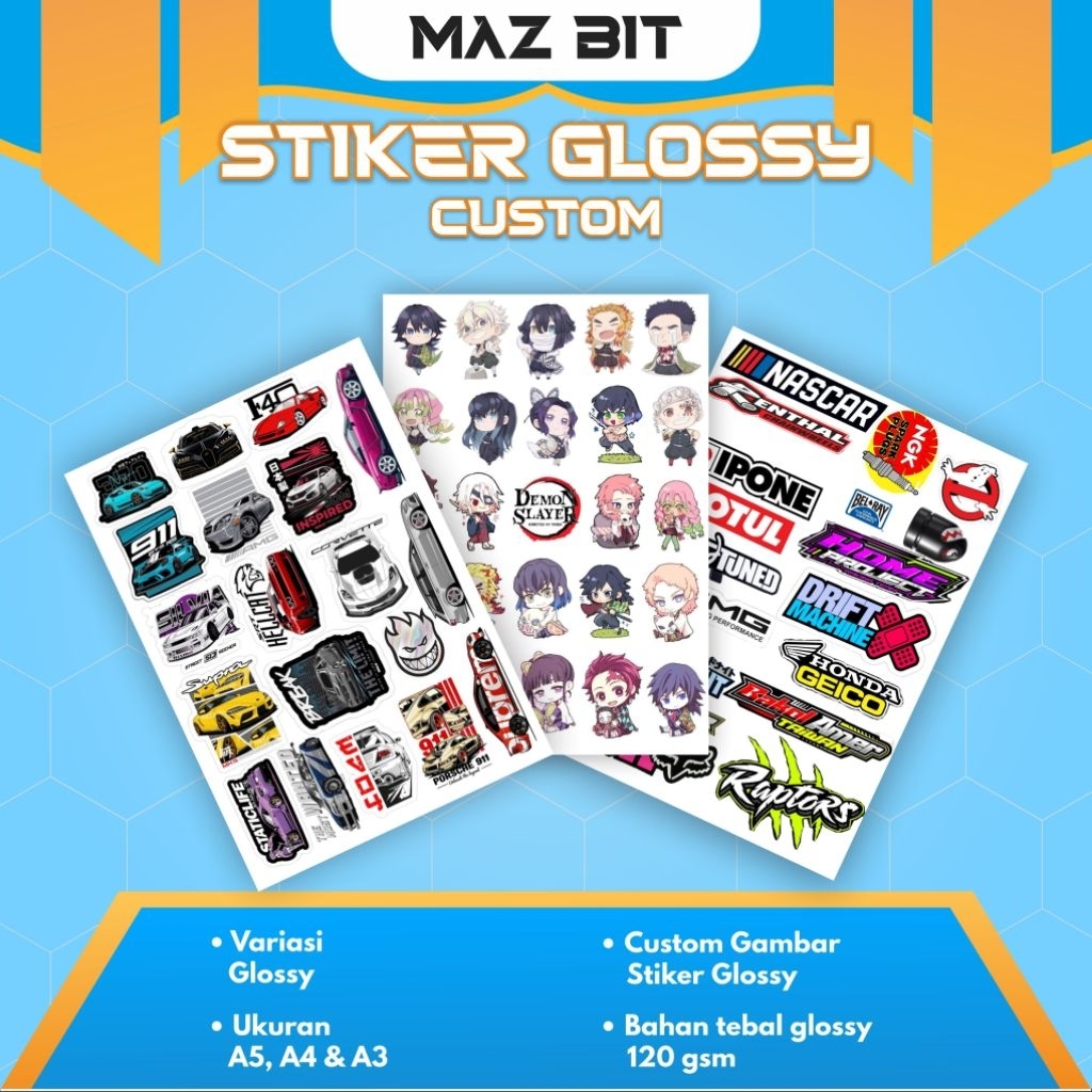 

Stiker Glossy Custom A5 & A4 | Water Resistant | Kualitas Tajam