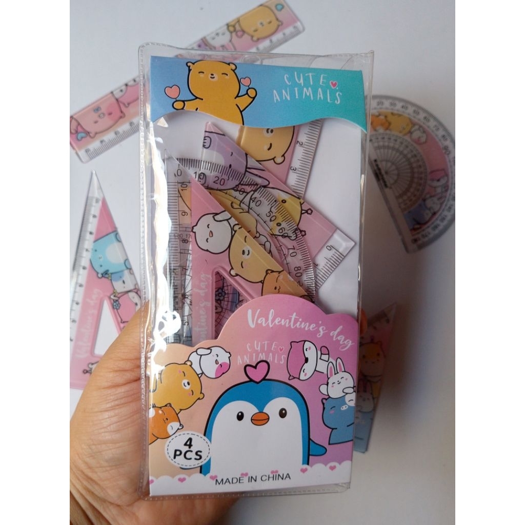 

(4 PC) PENGGARIS CUTE ANIMALS SET KD-2905/ PENGGARIS 15CM, SEGITIGA, BUSUR DAN SIKU