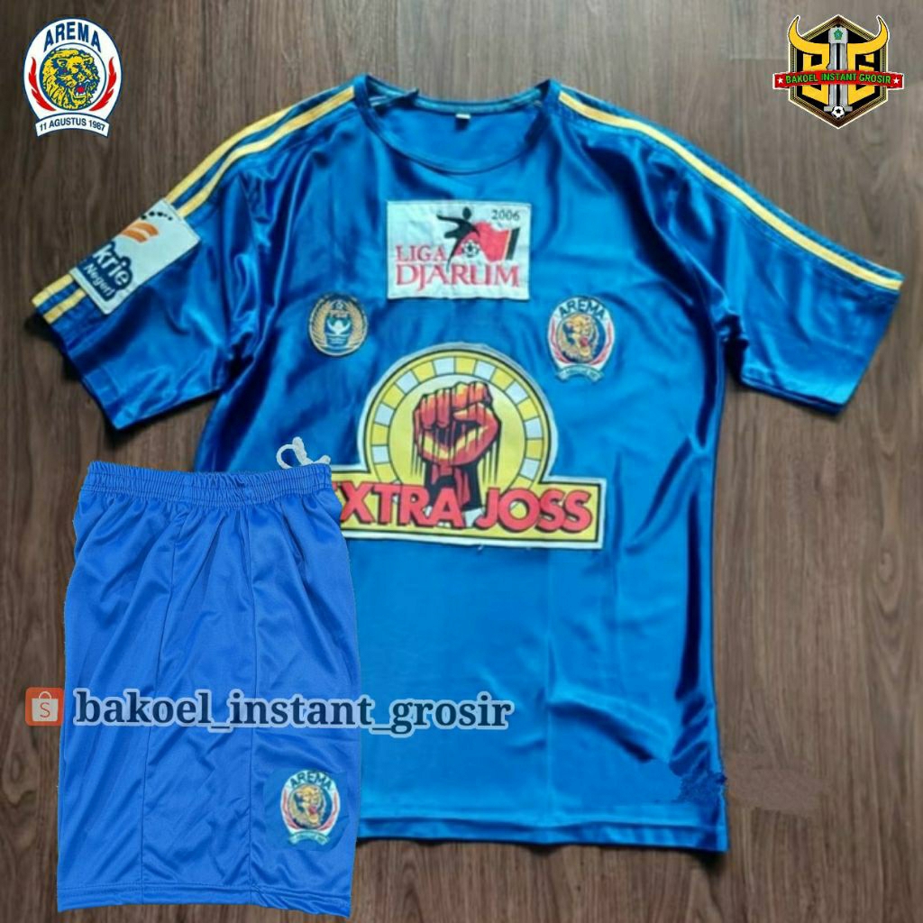SETELAN Dewasa AREMA Indonesia Home 2006 Liga JARUM Biru DRY FIT Full PRINTING atau Full BORDIR Retr