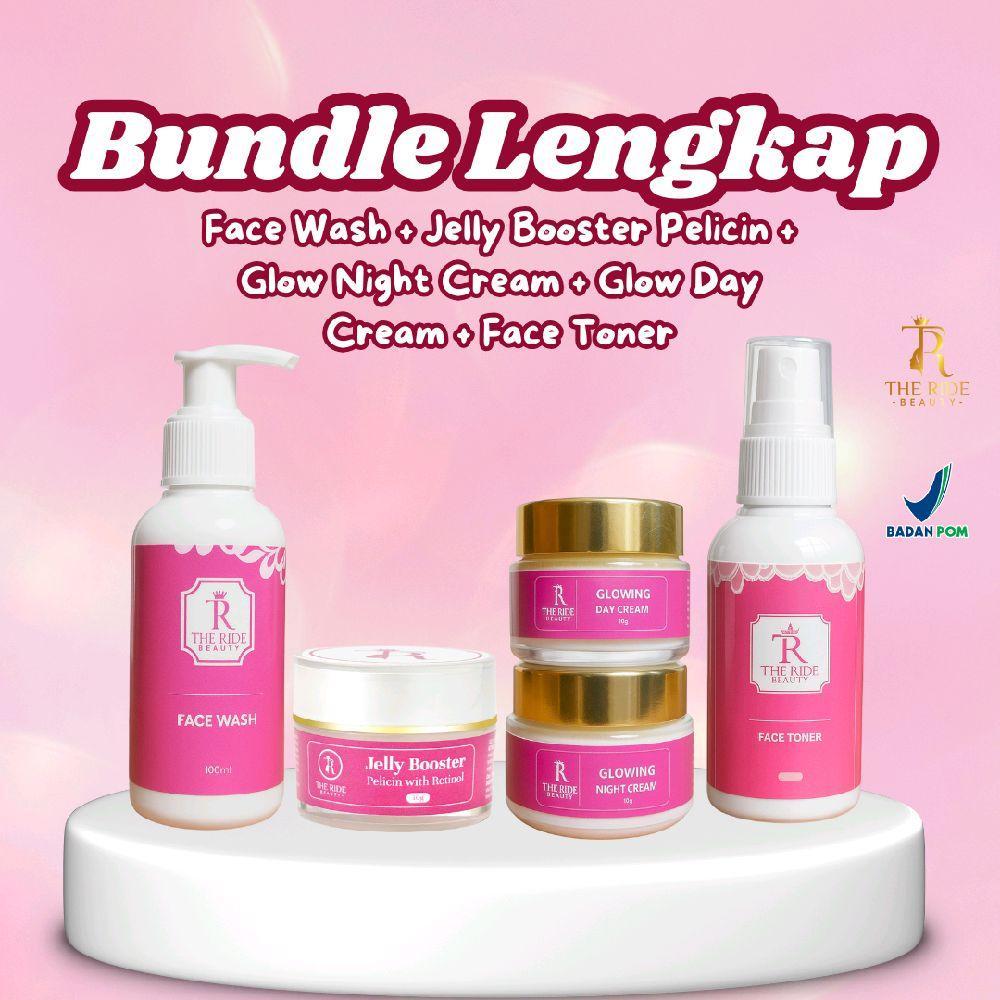 ( Spesial Launching ) The Ride Beauty Toner + Facewash + Glow Day Cream + Glow Night Cream + Jelly B
