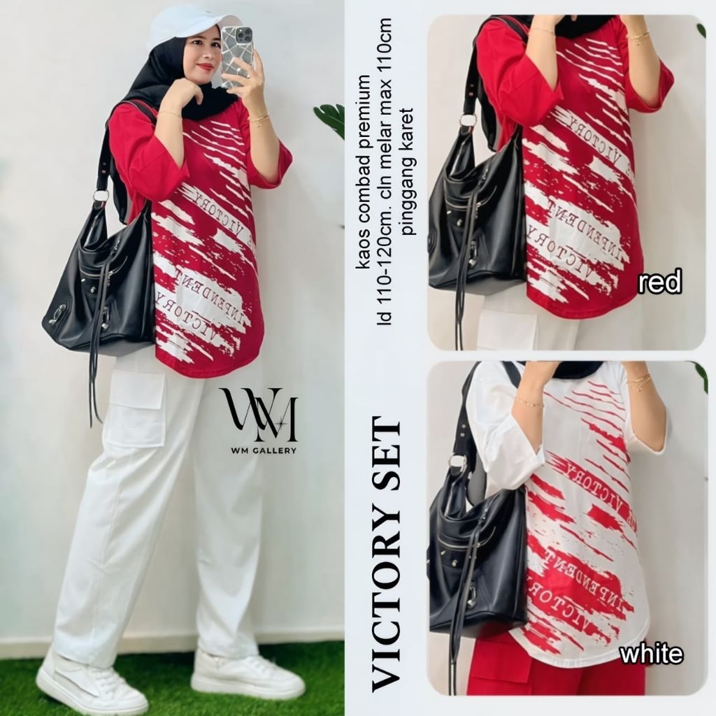 Victory Set Kemerdekaan Merah Putih Ld 120 110 Kaos Combed