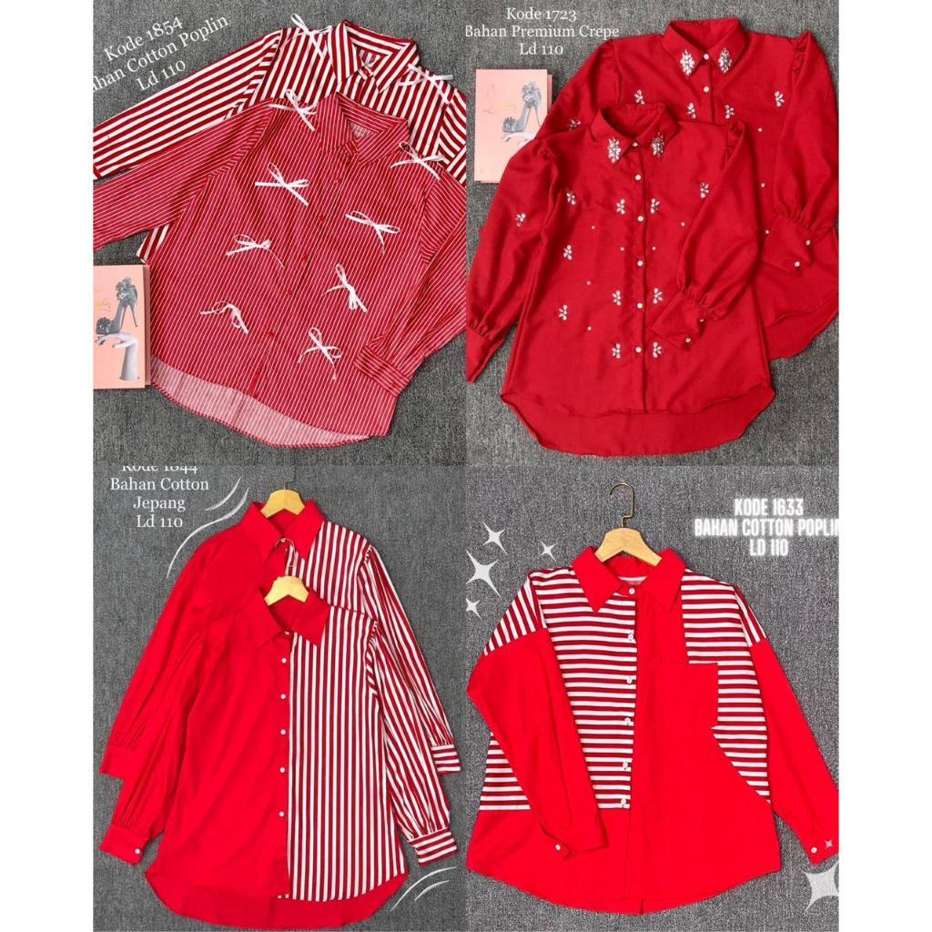 OOTD x I INDONESIA - Atasan Kemeja Wanita Merah Putih Kemerdekaan Shirt Bigsize