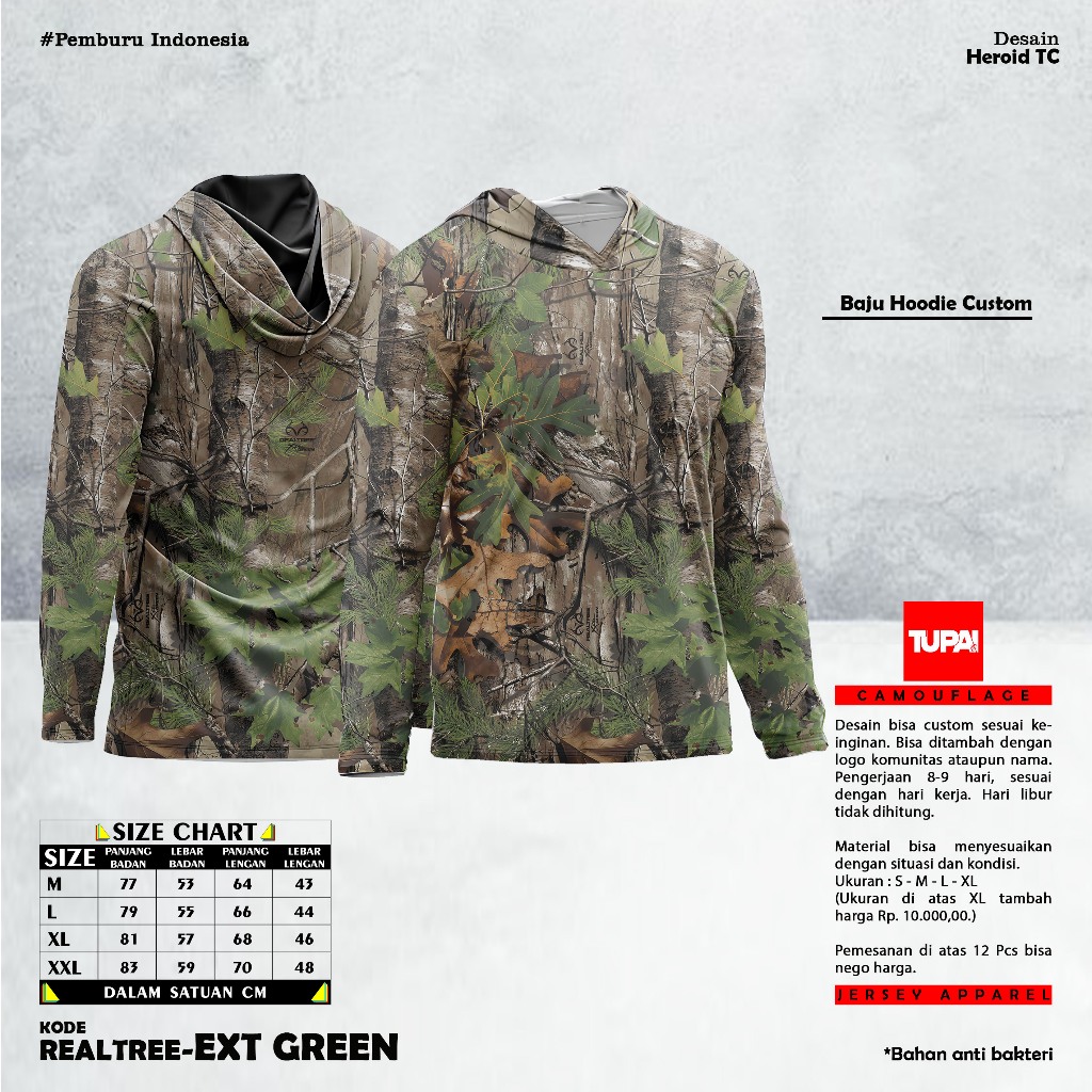 Baju Kamuflase Hunting Camo & Kaos Berburu Lengan Panjang Camo untuk Pria Motif Realtree - Realtree