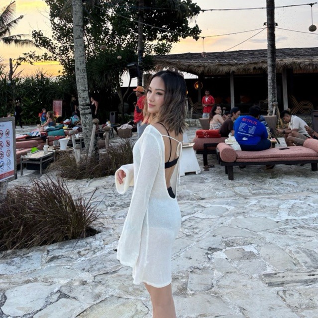 Sula Outer Dress black off white cream hitam putih gading krem luaran bikini baju renang cover up tu