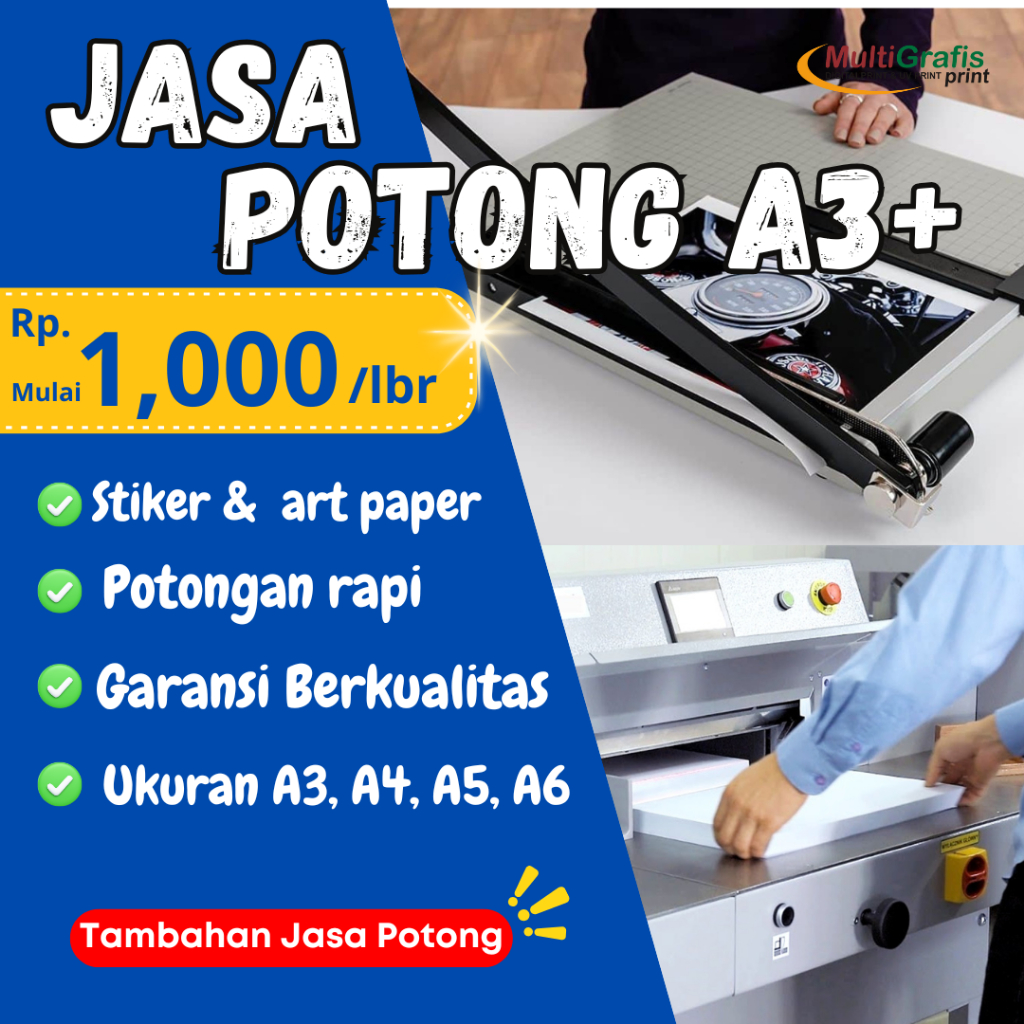 

JASA POTONG UKURAN A3, A4, A5, A6. POTONGAN RAPI DAN CEPAT